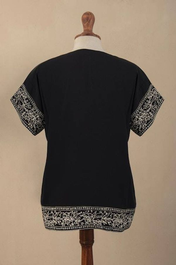 Alternate image for Batik Rayon Pajama Set from Bali Dark Rose in Short Sleeve