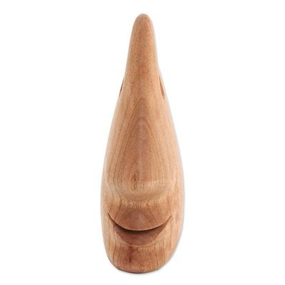 Alternate image for Whimsical Brown Hand Carved Wood Face Eyeglasses Holder Nosing Around