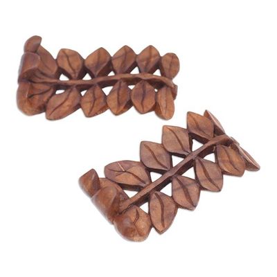 Alternate image for Hand-Carved Polished Leafy Jempinis Wood Phone Holder The Leaves