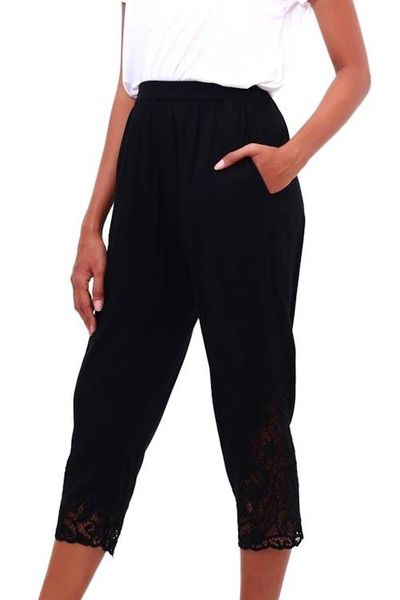 Alternate image for Floral Embroidered Rayon Pants in Onyx from Bali Onyx Padma Flower