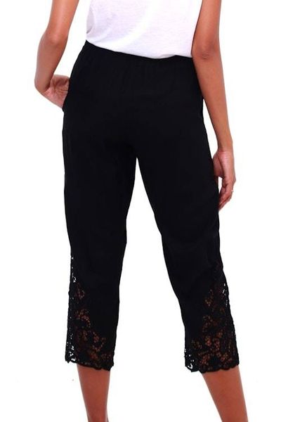 Alternate image for Floral Embroidered Rayon Pants in Onyx from Bali Onyx Padma Flower