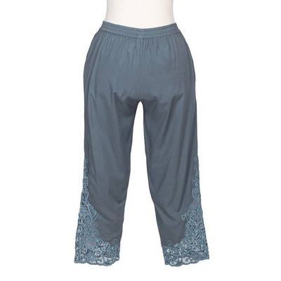 Alternate image for Floral Embroidered Rayon Pants in Smoke from Bali Smoke Padma Flower