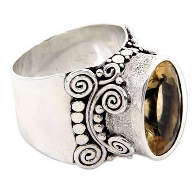 Alternate image for Sterling Silver and Faceted Citrine Cocktail Ring Majestic