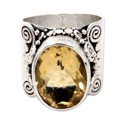 Alternate image for Sterling Silver and Faceted Citrine Cocktail Ring Majestic