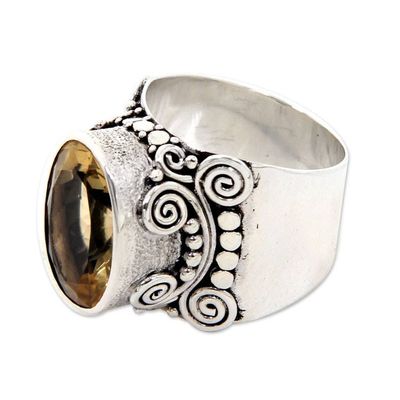 Alternate image for Sterling Silver and Faceted Citrine Cocktail Ring Majestic