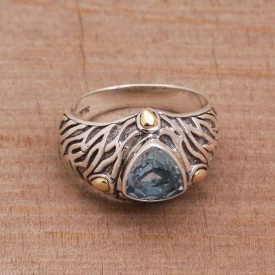 Primary image for Blue Topaz and Sterling Silver Ring with 18K Gold Accents Deep Roots