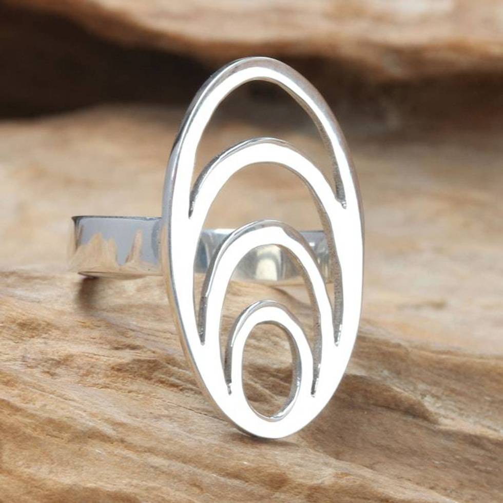 Modern Balinese Sterling Silver Cocktail Ring 'Expansion'