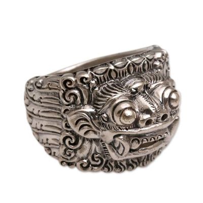 Alternate image for Mens sterling silver band ring Barong Hero