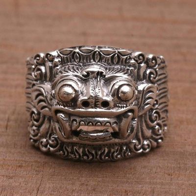 Alternate image for Mens sterling silver band ring Barong Hero