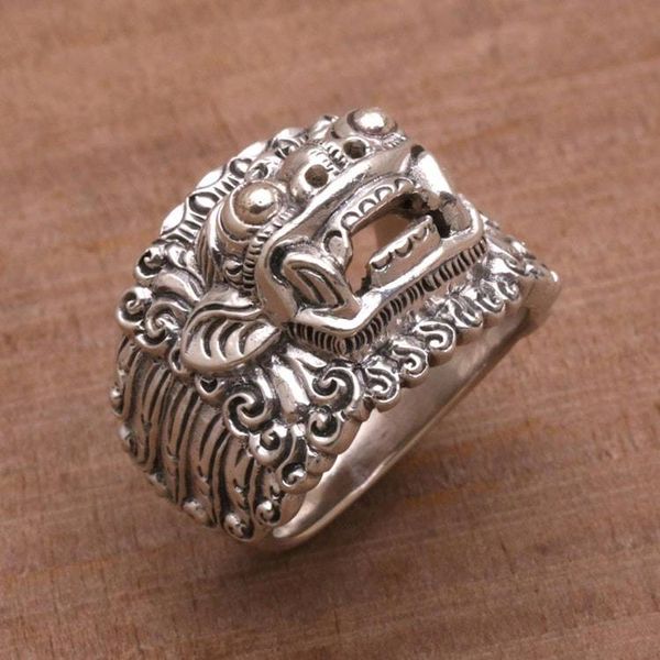 Alternate image for Mens sterling silver band ring Barong Hero