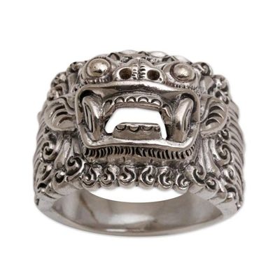 Alternate image for Mens sterling silver band ring Barong Hero