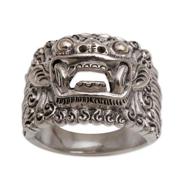 Alternate image for Mens sterling silver band ring Barong Hero
