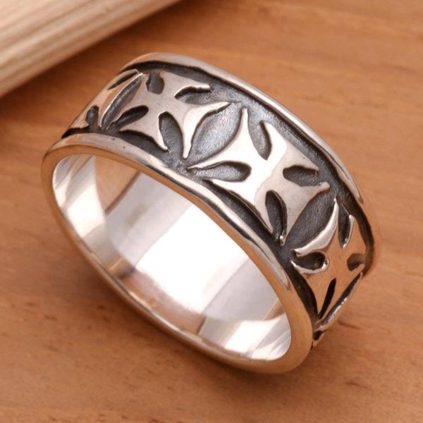 Alternate image for Mens Sterling Silver Cross Ring Positive