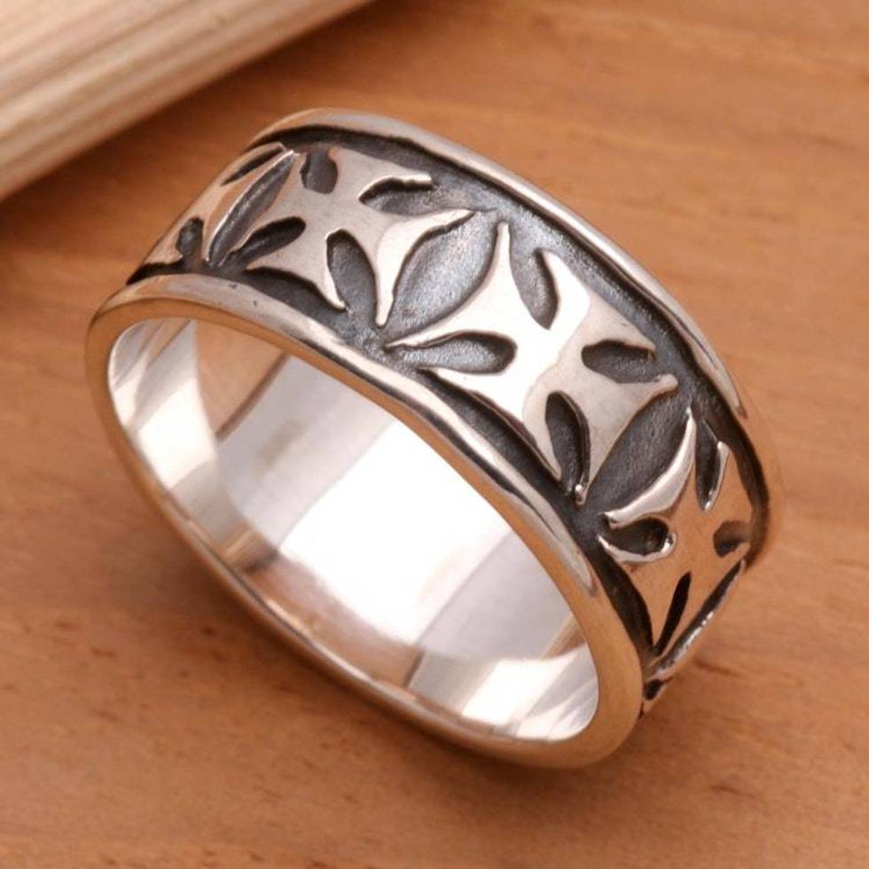 Men's Sterling Silver Cross Ring 'Positive'
