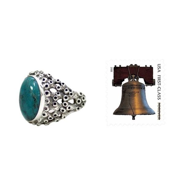 Alternate image for Mens Hand Made Silver and Turquoise Ring from Indonesia Living Coral