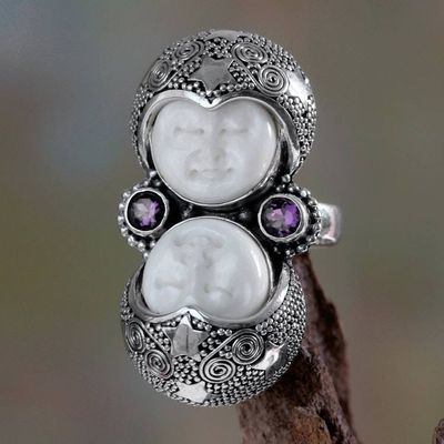 Alternate image for Artisan Crafted Sterling Silver and Amethyst Cocktail Ring Royal Romance