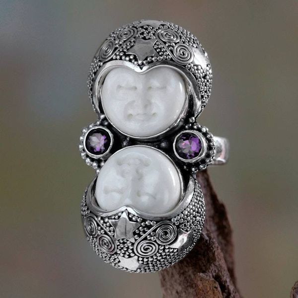 Alternate image for Artisan Crafted Sterling Silver and Amethyst Cocktail Ring Royal Romance