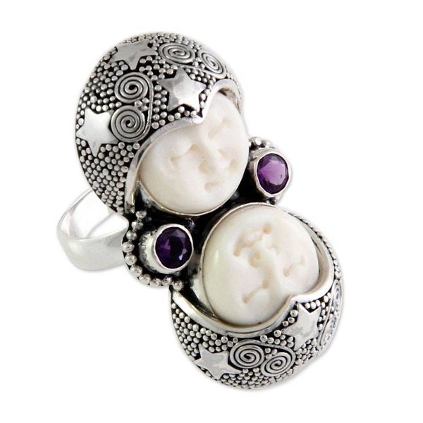Alternate image for Artisan Crafted Sterling Silver and Amethyst Cocktail Ring Royal Romance