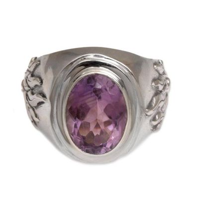 Alternate image for Mens Sterling Silver and Amethyst Ring Violet Flame