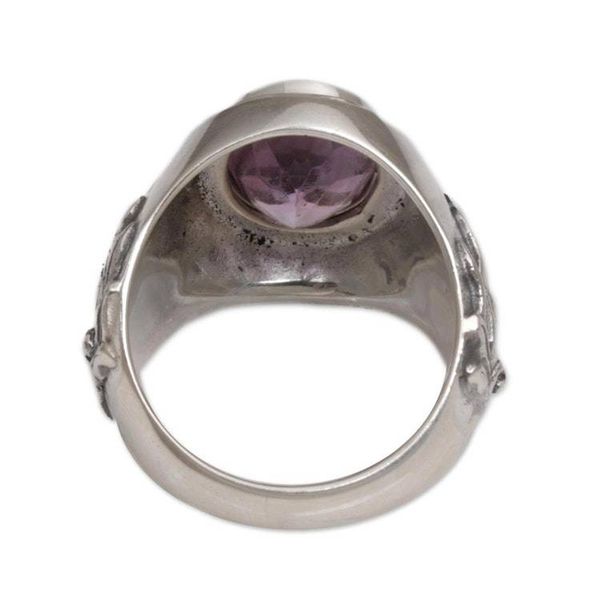Alternate image for Mens Sterling Silver and Amethyst Ring Violet Flame