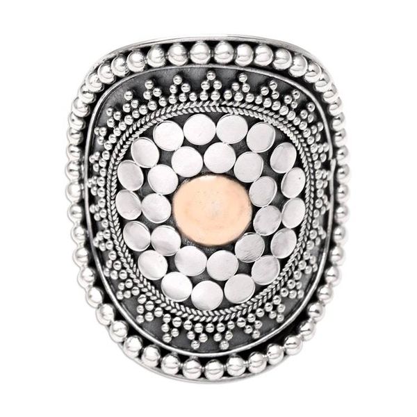 Alternate image for Gold-Accented Sterling Silver Cocktail Ring from Bali Shield of Life