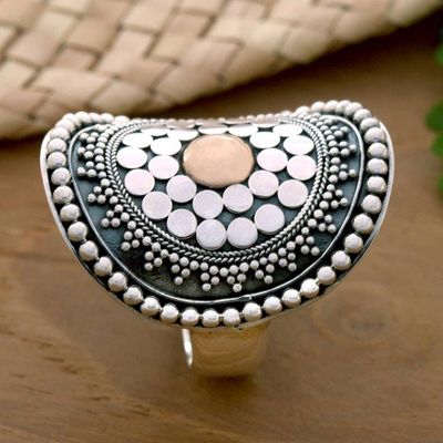 Alternate image for Gold-Accented Sterling Silver Cocktail Ring from Bali Shield of Life