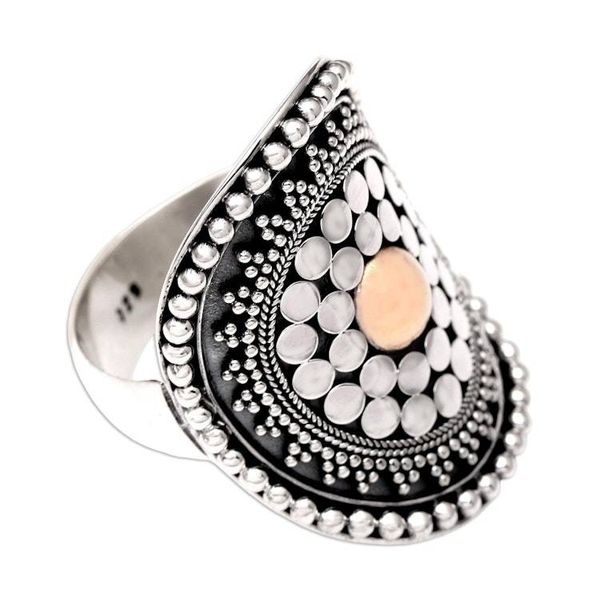 Alternate image for Gold-Accented Sterling Silver Cocktail Ring from Bali Shield of Life