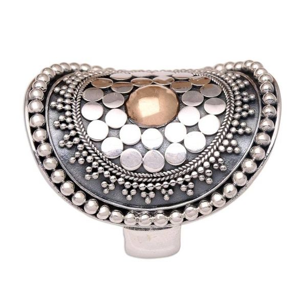 Alternate image for Gold-Accented Sterling Silver Cocktail Ring from Bali Shield of Life