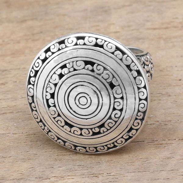 Alternate image for Sterling Silver Buddha Curl Cocktail Ring from Bali Hidden Eden