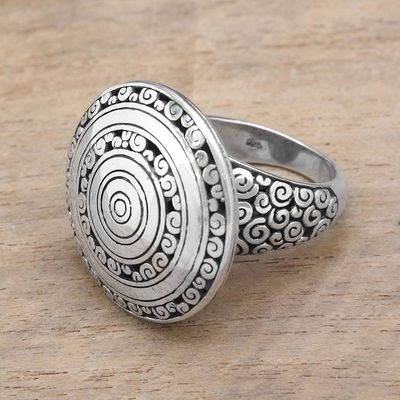 Alternate image for Sterling Silver Buddha Curl Cocktail Ring from Bali Hidden Eden