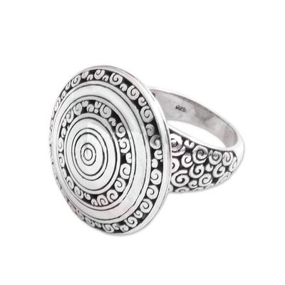 Alternate image for Sterling Silver Buddha Curl Cocktail Ring from Bali Hidden Eden