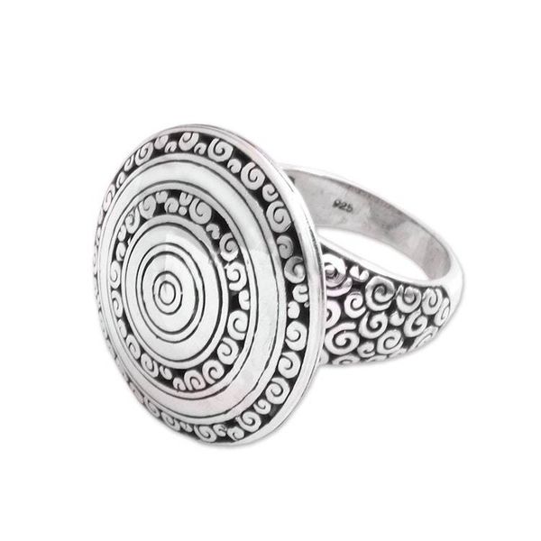 Alternate image for Sterling Silver Buddha Curl Cocktail Ring from Bali Hidden Eden
