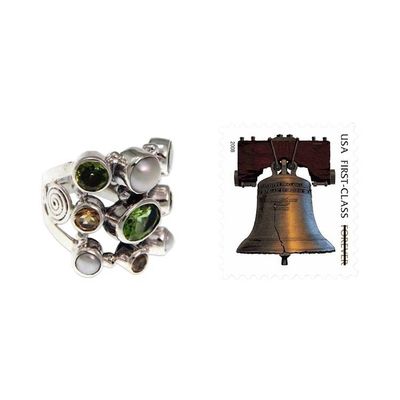 Alternate image for Pearl and Peridot Cluster Ring Tree of Lights