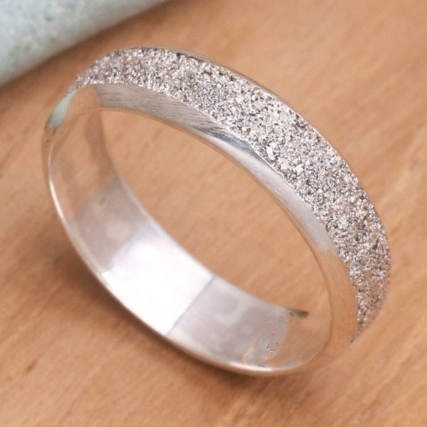 Alternate image for Mens Modern Sterling Silver Band Ring Raw