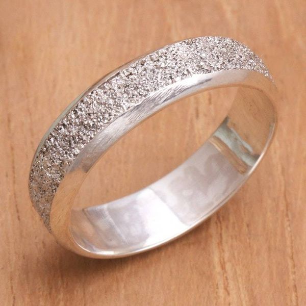 Alternate image for Mens Modern Sterling Silver Band Ring Raw