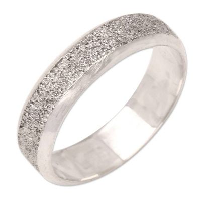Alternate image for Mens Modern Sterling Silver Band Ring Raw