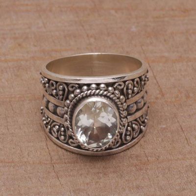 Alternate image for Prasiolite and Sterling Silver Single Stone Ring from Bali Celuk Majesty