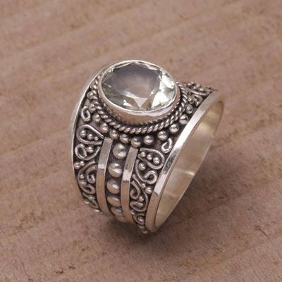 Alternate image for Prasiolite and Sterling Silver Single Stone Ring from Bali Celuk Majesty