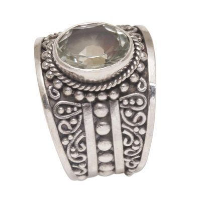 Alternate image for Prasiolite and Sterling Silver Single Stone Ring from Bali Celuk Majesty