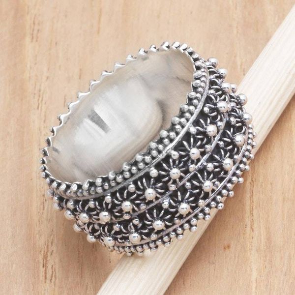 Alternate image for Handmade Sterling Silver Band Ring from Bali Bunga Paya