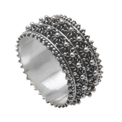 Alternate image for Handmade Sterling Silver Band Ring from Bali Bunga Paya