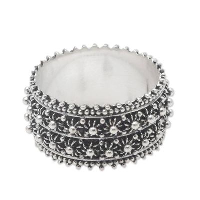 Alternate image for Handmade Sterling Silver Band Ring from Bali Bunga Paya