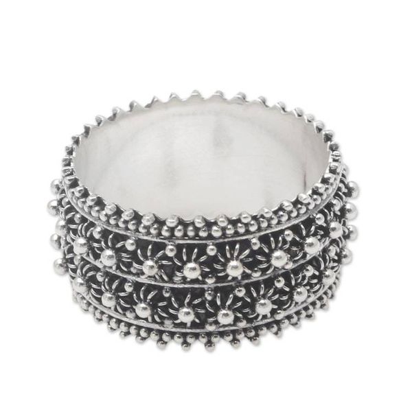 Alternate image for Handmade Sterling Silver Band Ring from Bali Bunga Paya