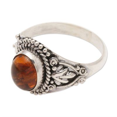 Alternate image for Carnelian Cabochon Sterling Silver Cocktail Ring Sunrise, Sunset