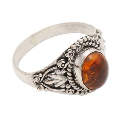 Alternate image for Carnelian Cabochon Sterling Silver Cocktail Ring Sunrise, Sunset