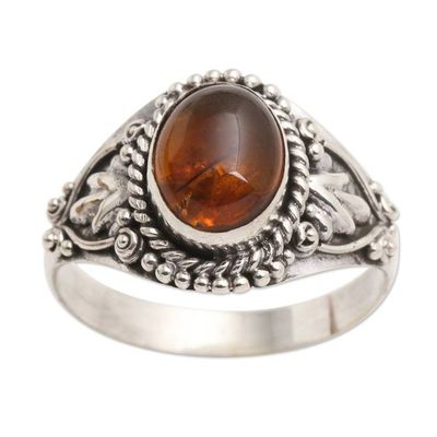 Alternate image for Carnelian Cabochon Sterling Silver Cocktail Ring Sunrise, Sunset