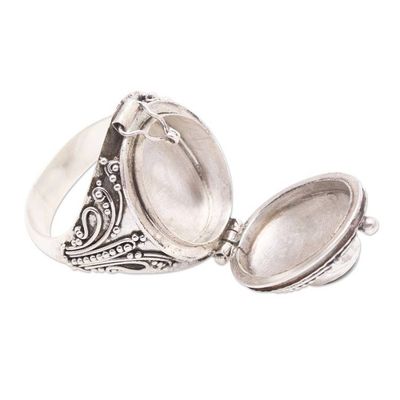 Alternate image for Garnet cabochon Locket Sterling Silver Cocktail Ring The Secret in Red