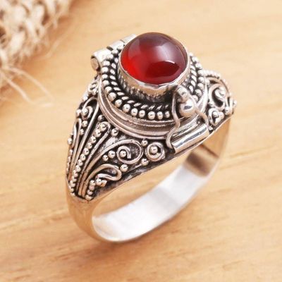 Main image for Sterling Silver Locket Ring with Carnelian Cabochon Secret Sunset