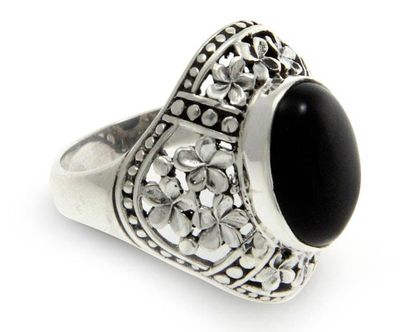 Alternate image for Sterling Silver and Onyx Cocktail Ring Silence