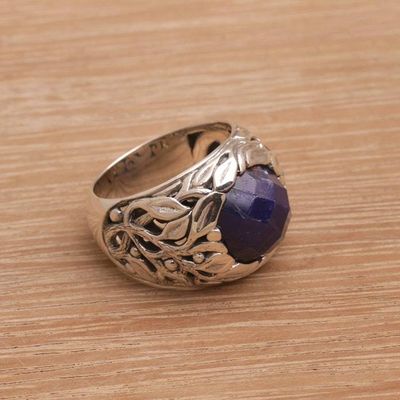 Alternate image for Handmade Balinese Sapphire and Sterling Silver Cocktail Ring Forest of Serenity